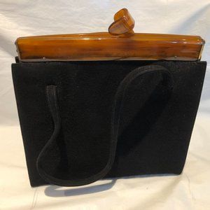 Vintage 1950's COBLENTZ PURSE with Coin Purse / Black Bag Pocketbook / Bakelite